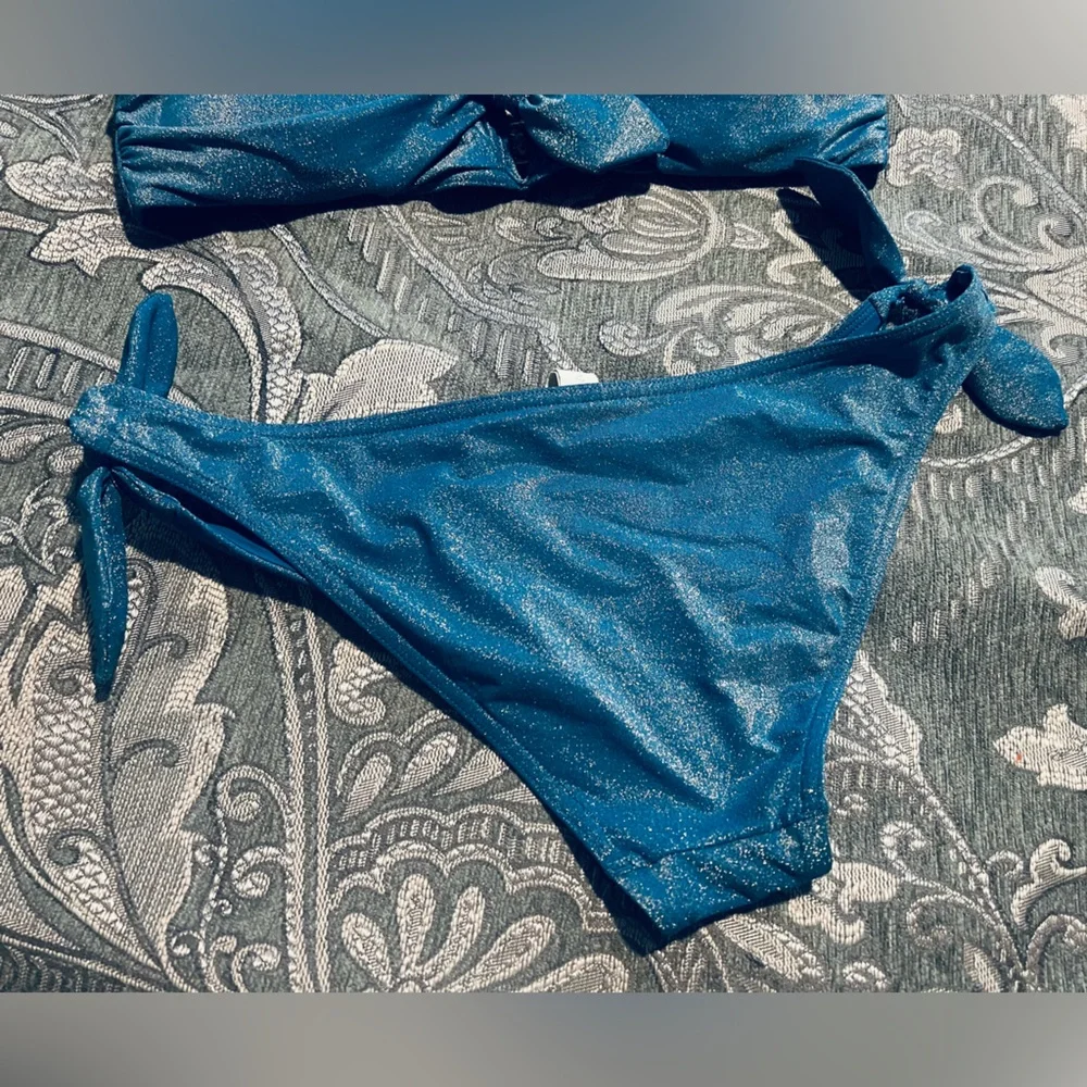Zimmermann Raie Lurex Blue Iris Tie Bikini Set